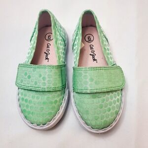 Cat & Jack Girls Canvas Sneakers Slip Resistant Slip On No Tie ♡Green♡Size 6